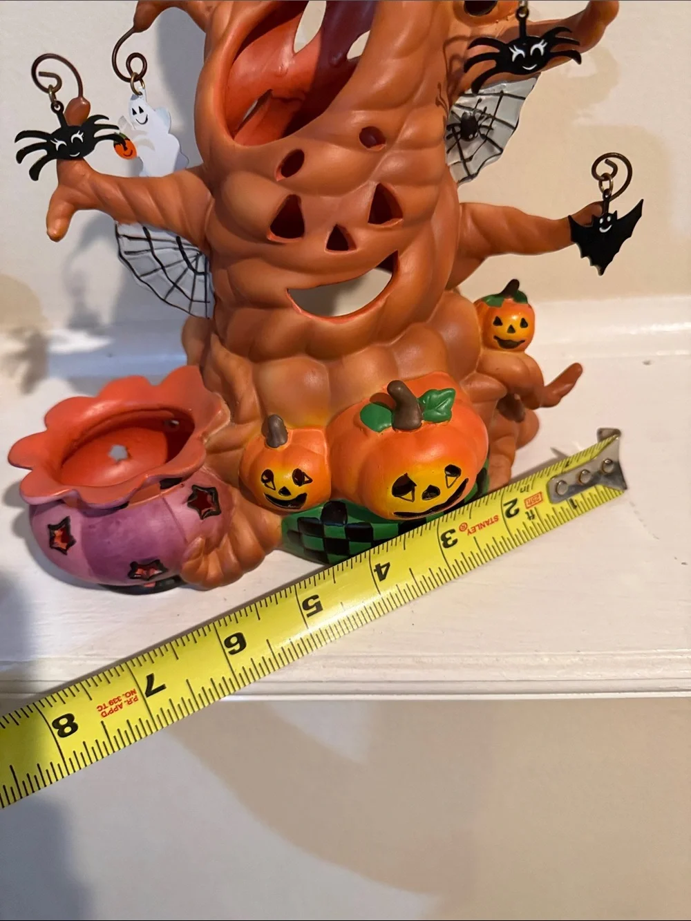 PartyLite Haunted Tealight Tree Candle Holder Halloween Spiders Ghost Bats